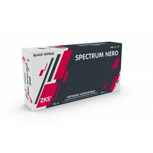 Перчатки нитриловые черные ZKS Spectrum Nero M, 100 шт.