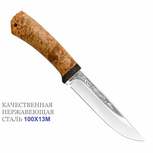 фото Нож лиса (аир златоуст) сталь 100х13м, карельская береза