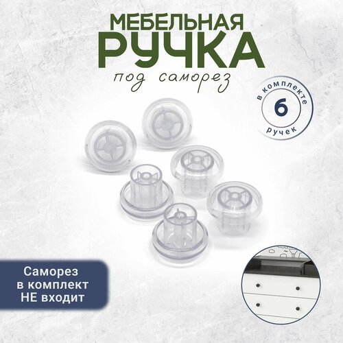 фото Круглая ручка кнопка для мебели прозрачный 6 штук bony