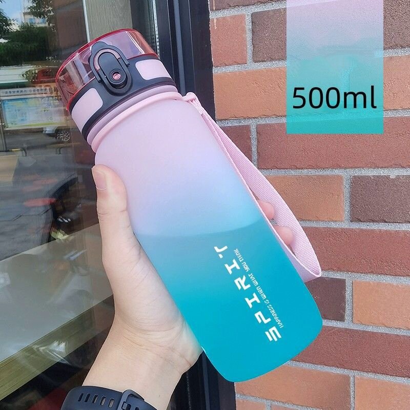 Бутылка для воды спортивная, 500 мл, Питьевая фитнес бутылочка с сито-фильтром, замком от проливания, розово-бирюзовый