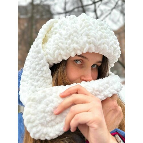 фото Шапка бини , размер 55-60, белый нет бренда