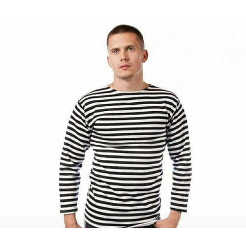 фото Лонгслив, размер 50, черный, белый сиб