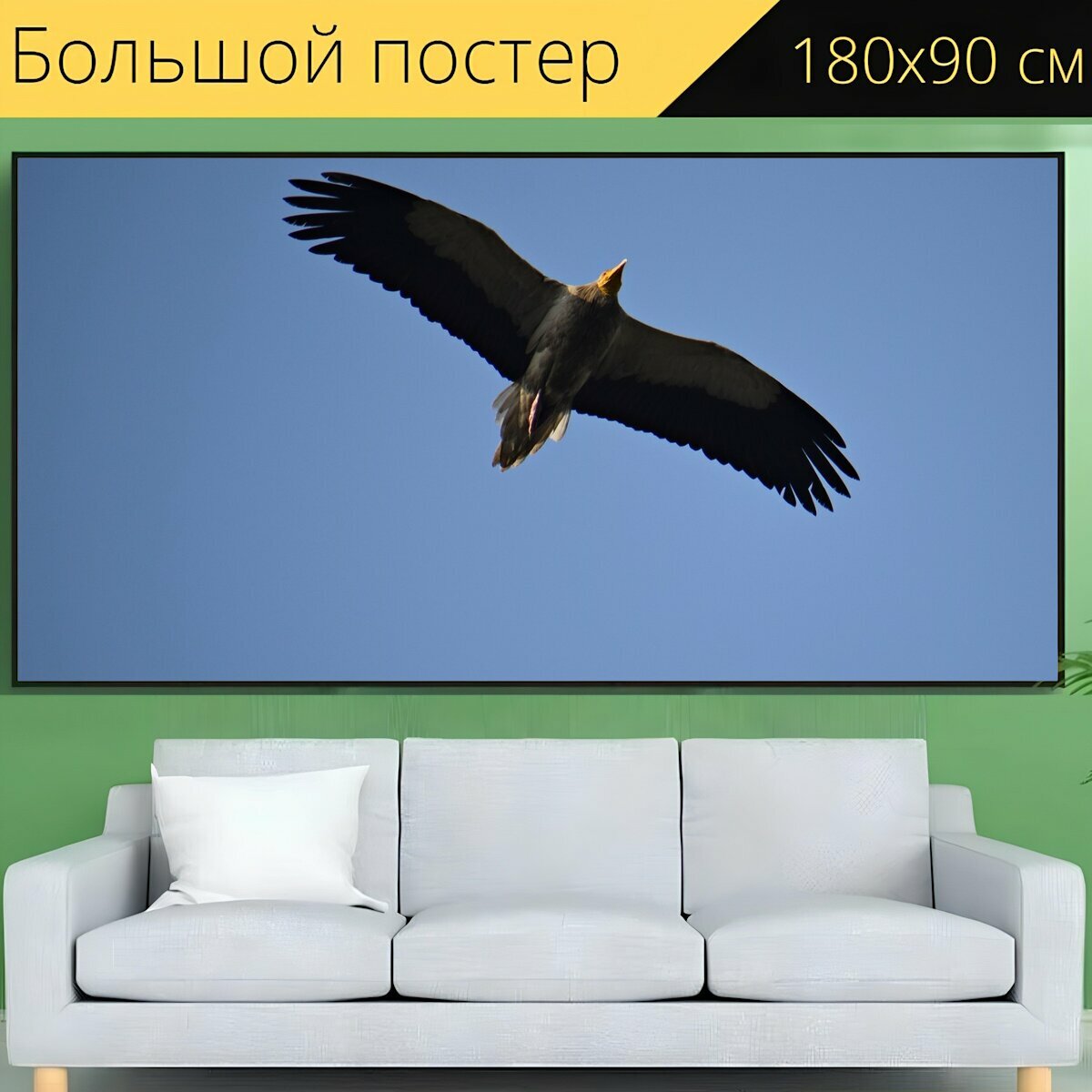 Большой постер "Птица, стервятник, природа" 180 x 90 см. для интерьера