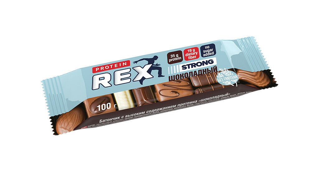 Шоколадный батончик с высоким содержанием белка REX Strong, 100 гр.