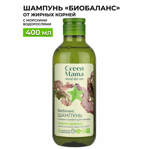 Green Mama шампунь Морской Сад Биобаланс от жирных корней и сухих кончиков с морскими водорослями, 400 мл