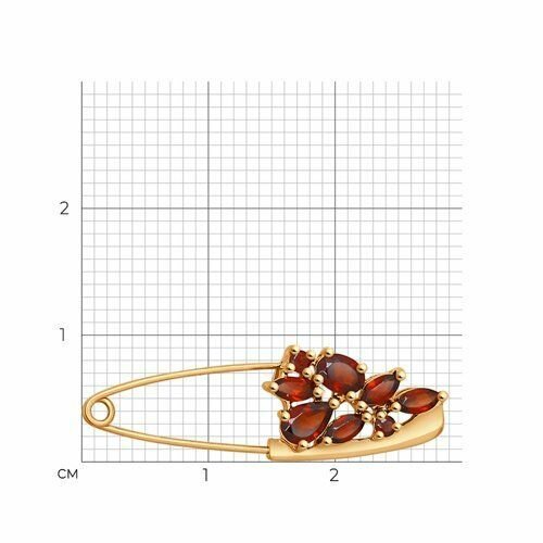 Брошь, красное золото, 375 проба, гранат