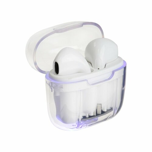 Наушники беспроводные Pro13 TWS вкладыши BT 50 30180 мАч прозрачные белые 1205₽