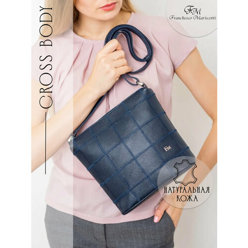 фото Сумка кросс-боди franchesco mariscotti 1-4245к 118166, фактура гладкая, зернистая, пэчворк, матовая, синий