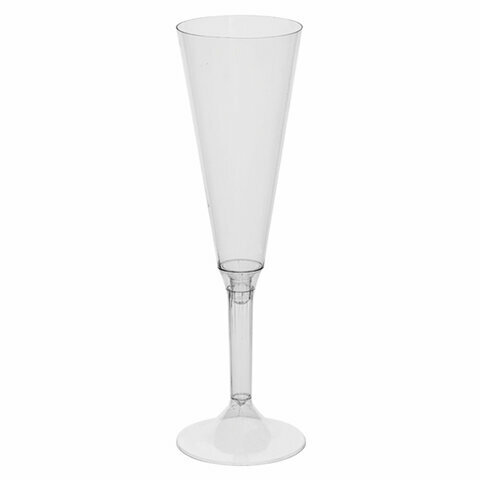 Фужер одноразовый 160 мл для шампанского пластиковый, прозрачная высокая ножка, "Флюте", 1015 (цена за 100 шт.)