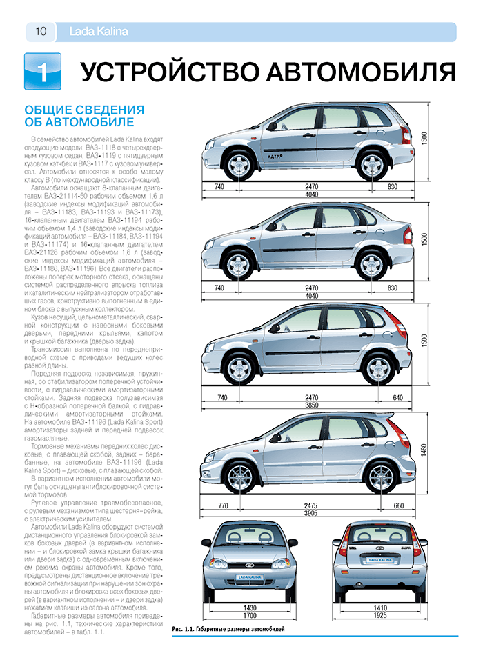 Lada Kalina ВАЗ-11193, -11194 хэтчбек, -11183, -11184 седан, -11173, -11174 универсал. Руководство - фото №3