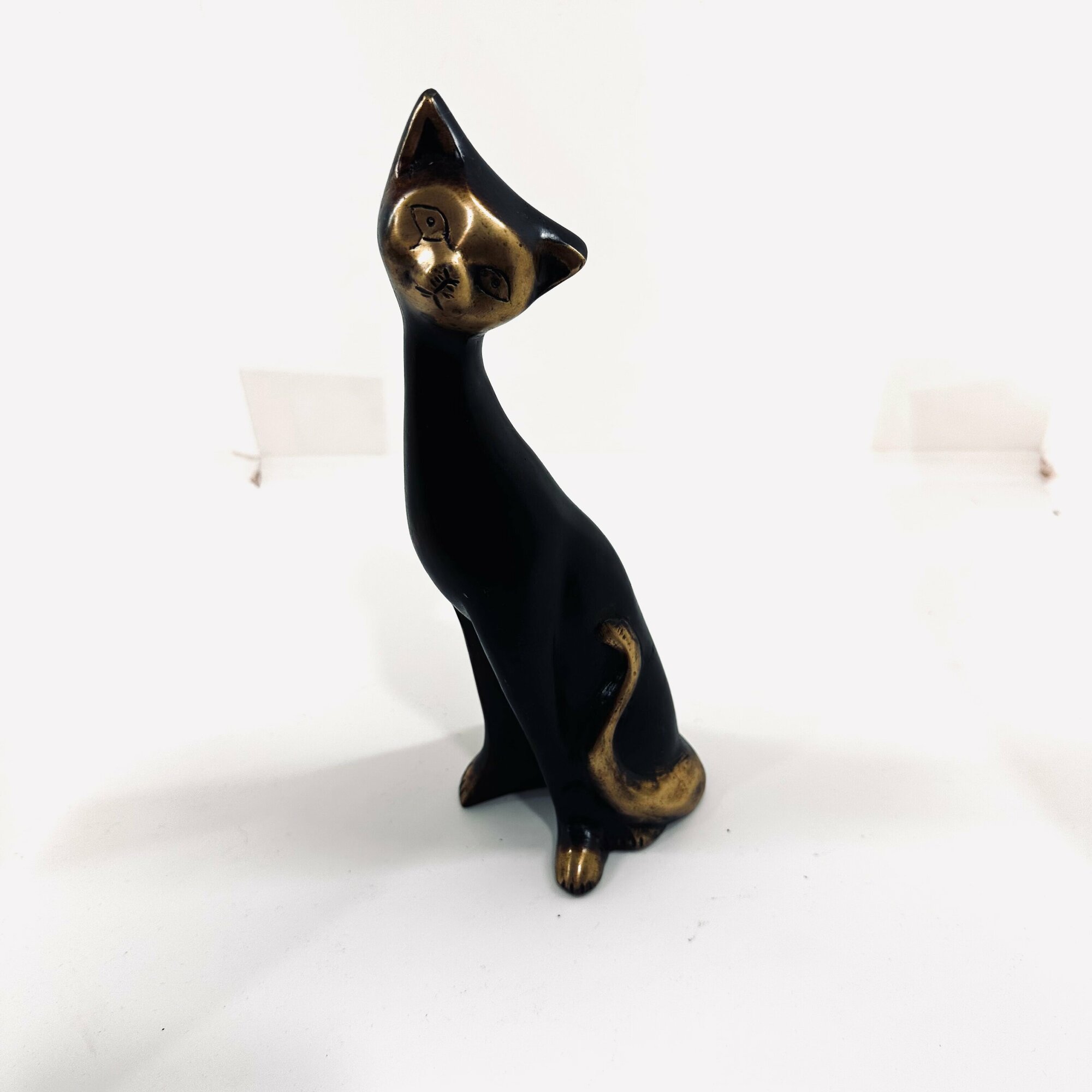 Статуэтка "Кошечка", бронза, черный/золотой, 8*7,5*22,5см, Индия