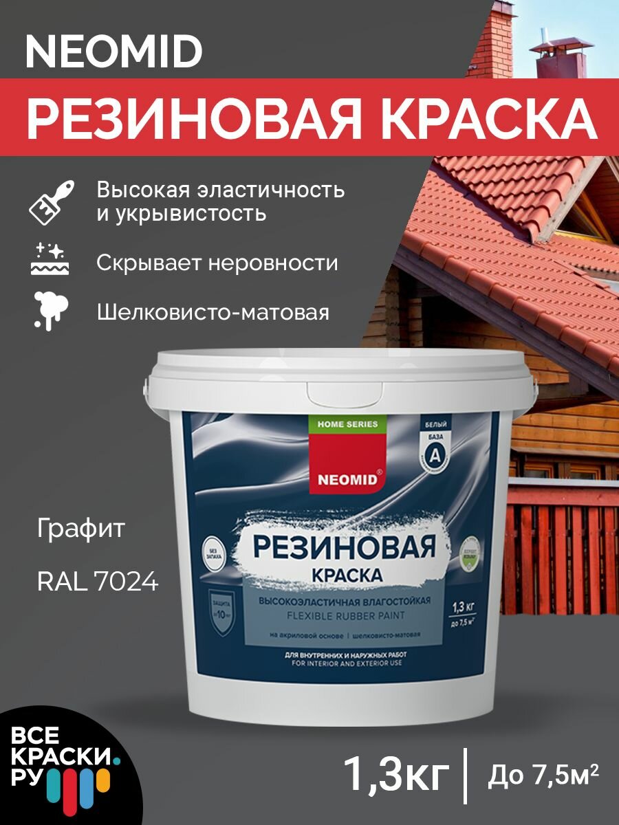 фото Резиновая краска Neomid Графит - 1,3 кг