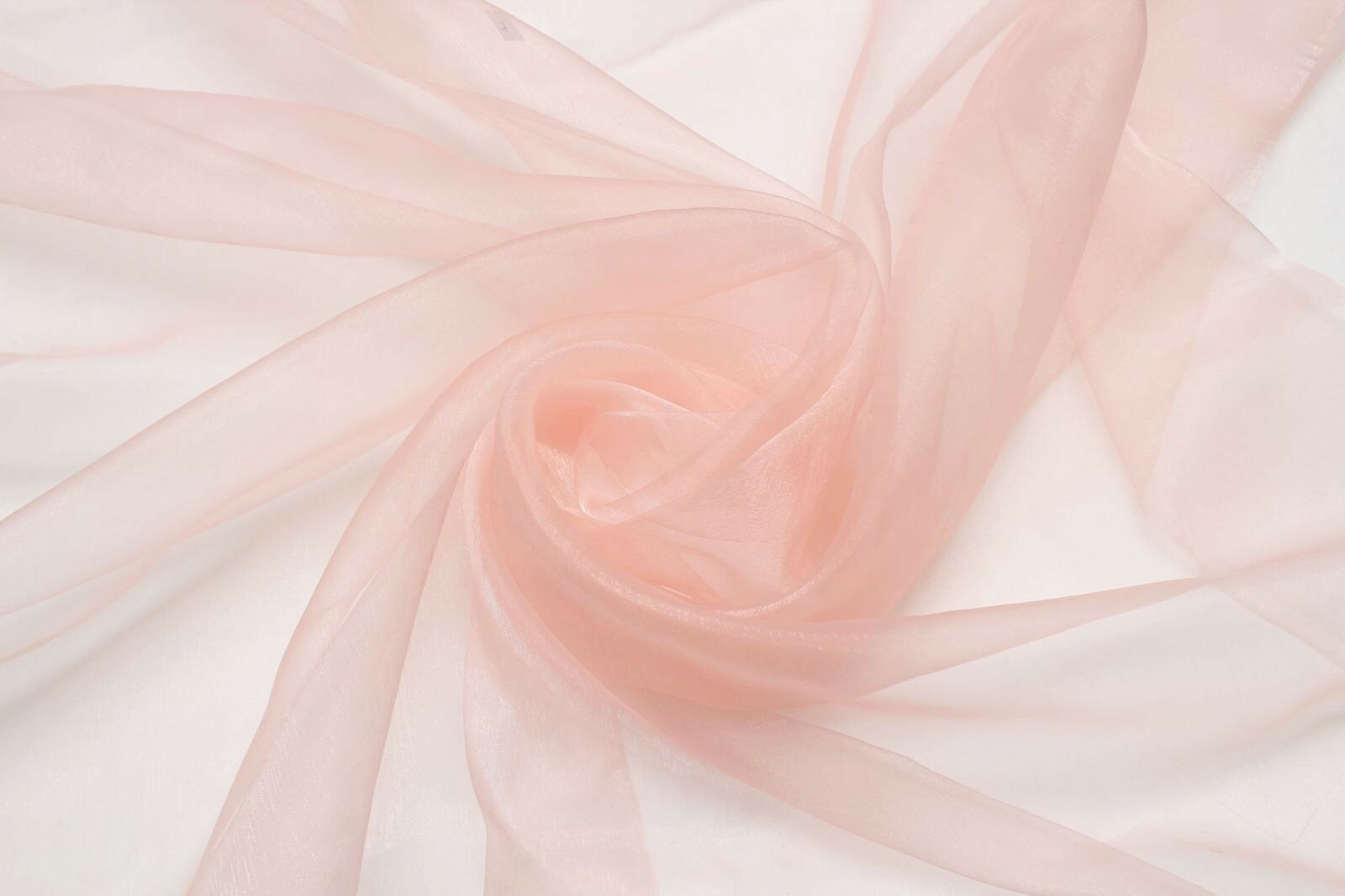 фото Ткань Органза перламутровая, розовато-персиковая, ш142см, 0,5 м