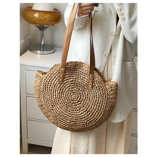 фото Сумка хобо шоппер, бежевый, коричневый vacalo