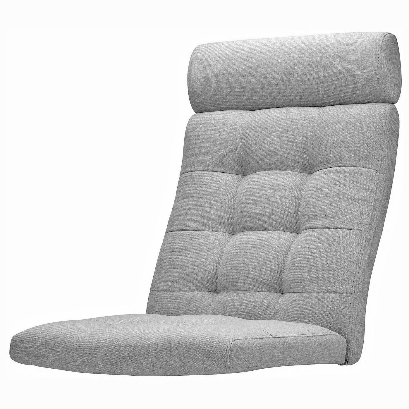 Подушка / матрас сиденья (съемный) на липучках для каркаса кресла поэнг POANG икеа, толщина 9 см, серый светло-серый
