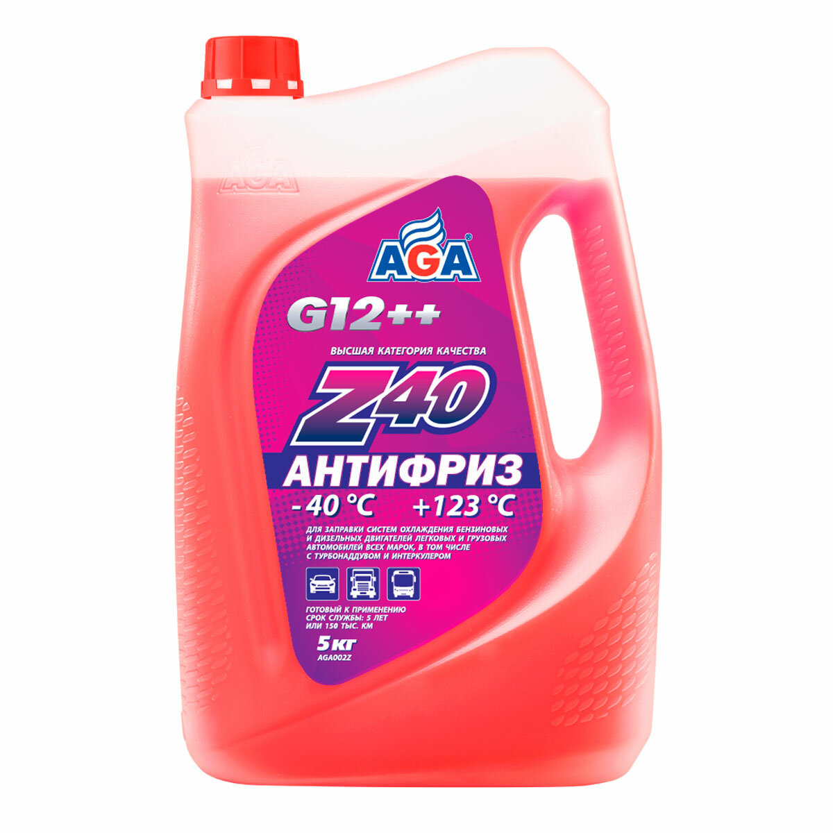 Антифриз AGA Z40 красный G12++ (4.73 л/5 кг) AGA002Z