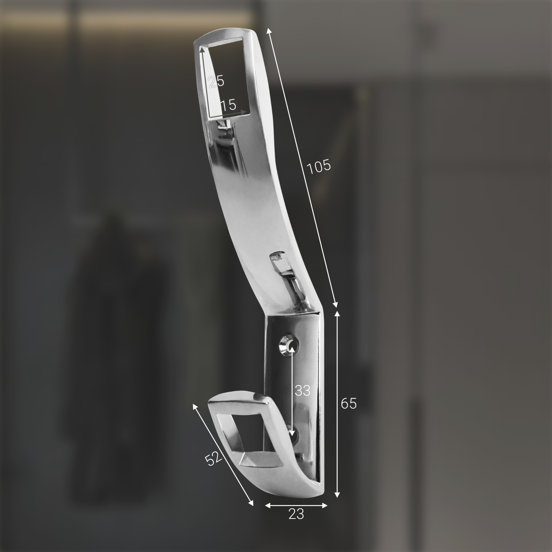 Крючок двухрожковый, хром - 2 шт — фото 1