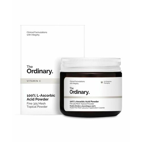 Порошок - пудра L-аскорбиновой кислоты для лица, для смешивания TheOrdinary 100% L-Ascorbic Acid Powder 20г, 100% витамина C мощного ингредиента, выравнивает тон кожи, борется с тусклостью и старения