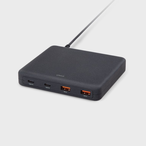 Сетевое зарядное устройство Uniq Surge Mini 100W 4-USB Charging Station Duo Type-C PD & QC 3.0, цвет черный (SURGEM100W(EU)-BLK)