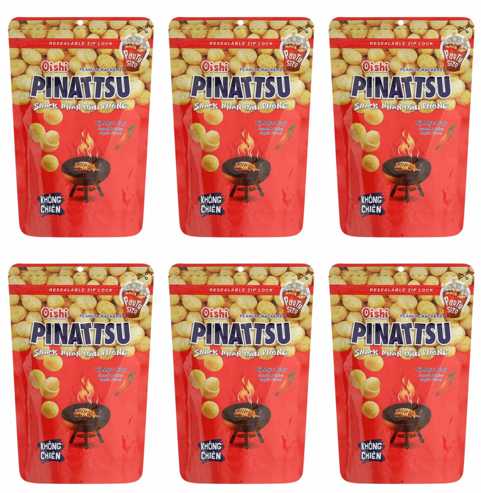 Oishi Снеки арахисовые Pinatts со вкусом кальмара острые, 85 г, 6 уп