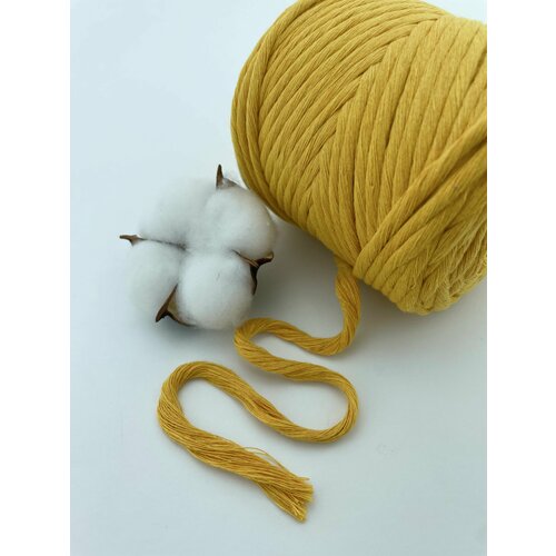 Шнур для макраме 80% хлопок 50м/ 4мм/ горчичный