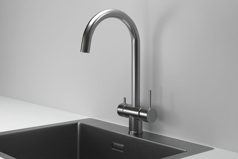 7104, сталь сатин, Смеситель Кухонный