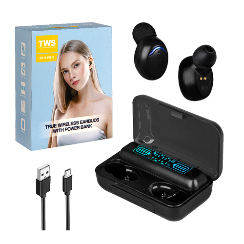 Наушники беспроводные F9-5 TWS Power bank с микрофоном Bluetooth блютуз для iPhone Android Гарнитура черные 89000₽