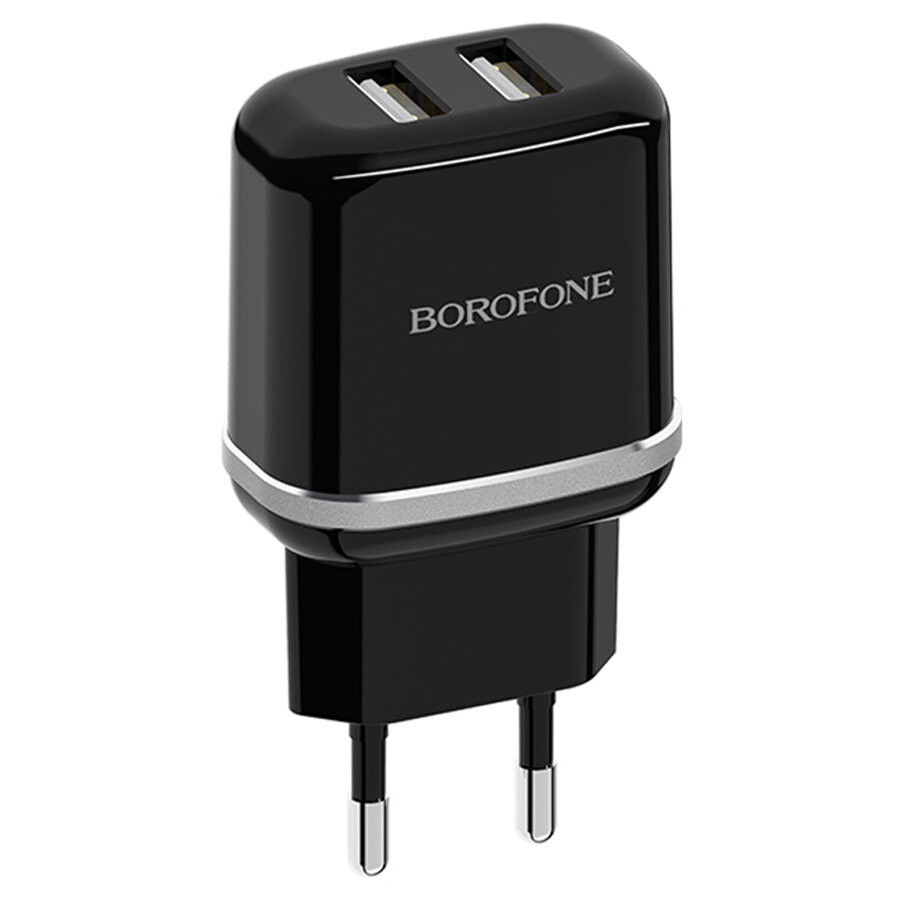 Сетевое зарядное устройство BOROFONE BA25A Outstanding 2xUSB, 2.4A, 10.8W, черный