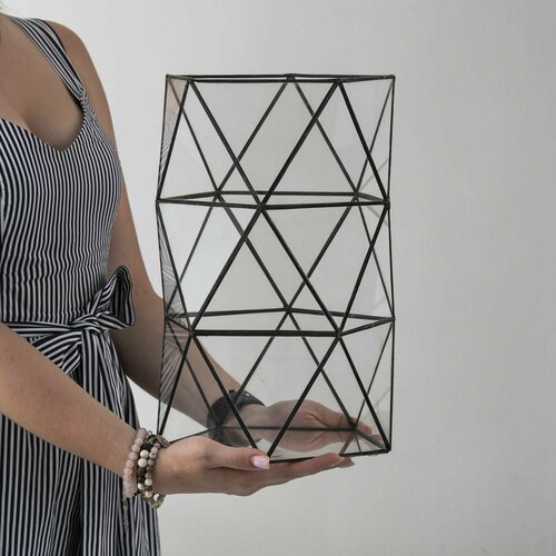 Кашпо стеклянное прозрачное, высота 35 см ДНК