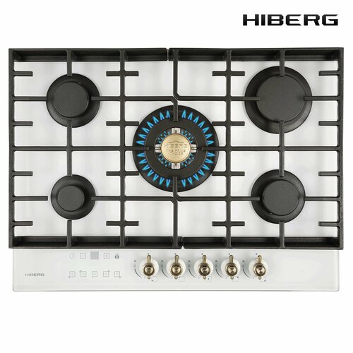 Газовая варочная поверхность 68451 HIBERG VM 7155 W Белое стекло 4440000₽