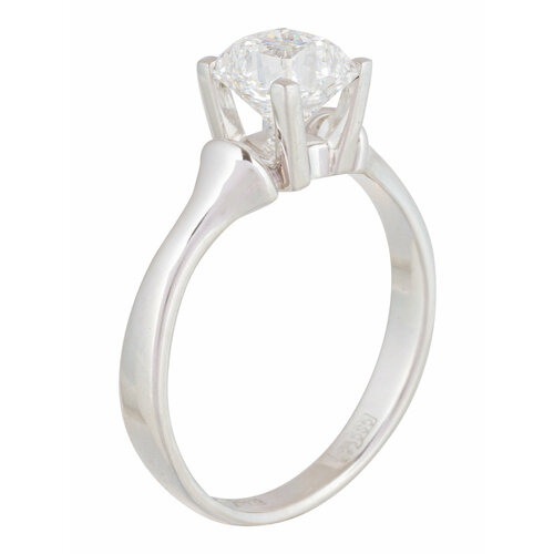 Кольцо помолвочное Электрум Notte Bianca, белое золото, 585 проба, родирование, бриллиант, размер 17, бесцветный