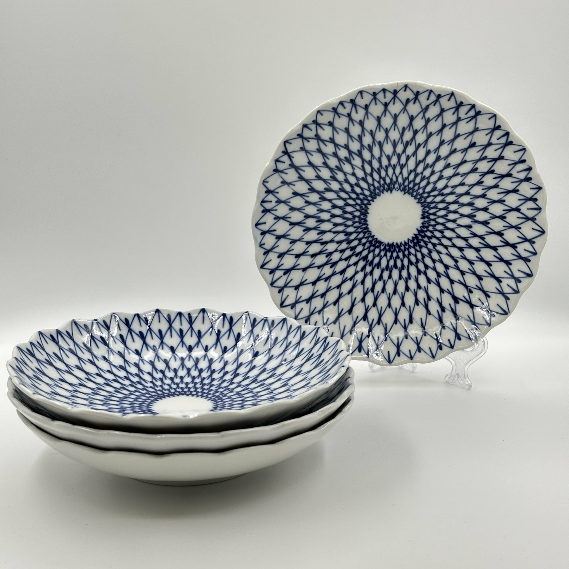 фото Набор из четырёх блюд "Кобальтовая сетка" (без золочения), фарфор, деколь