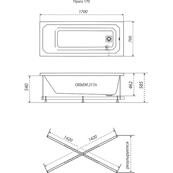 Акриловая ванна Triton Прага 170х70 - фото №16