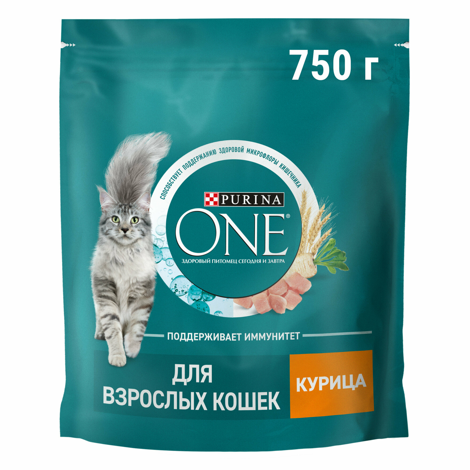 Сухой корм Purina ONE® полнорационный для взрослых кошек, с высоким содержанием курицы, 750 г