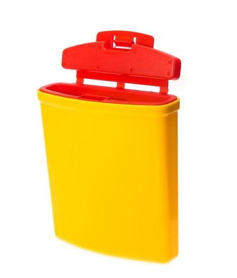 фото Ёмкость-контейнер для сбора острого инструмента 250 мл с иглосъемником желтый