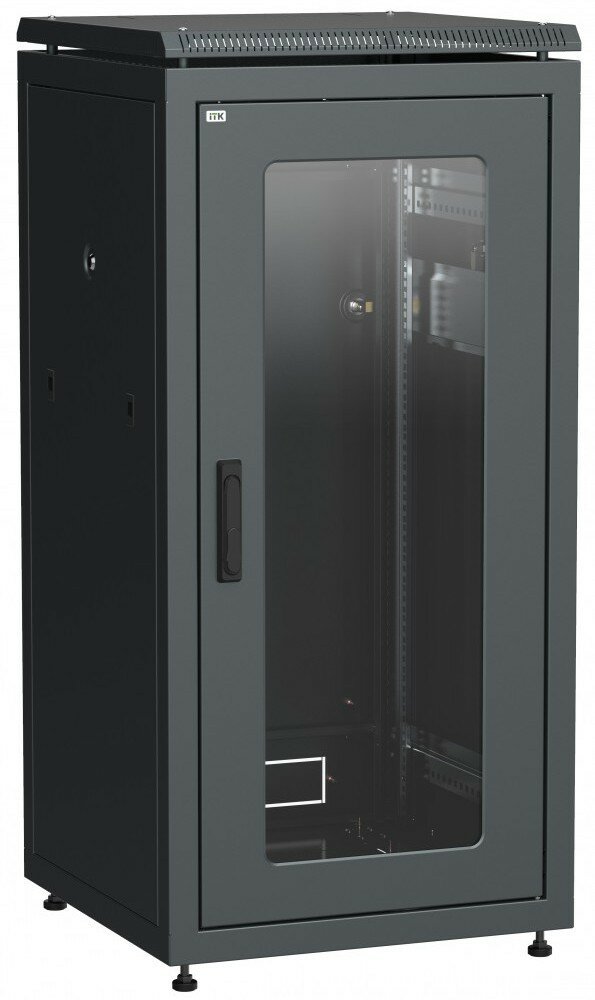 IEK LINEA N ITK Шкаф сетевой 19" LINEA N 24U 600х800 мм стеклянная передняя дверь черный LN05-24U68-G
