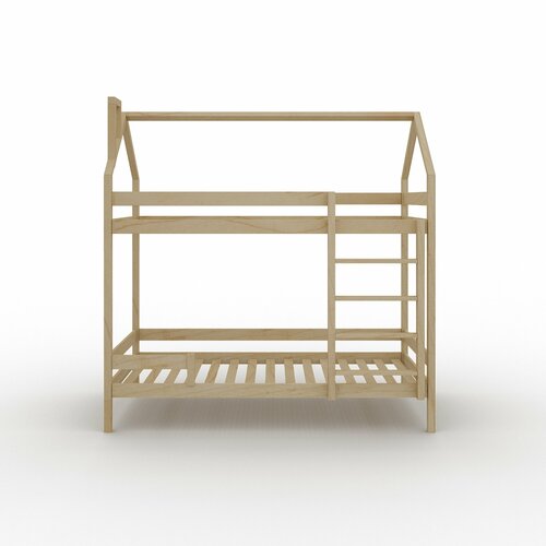Кровать двухъярусная Домик 180*80, Береза, шлифованное дерево, без ящиков