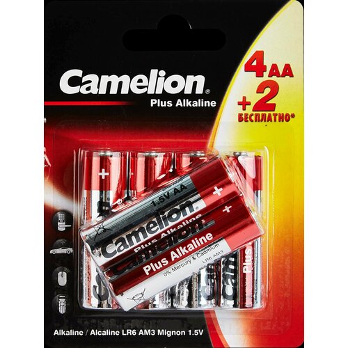Батарейка алкалиновая Camelion Plus Alkaline 4+2LR03-BP AA 6 шт.