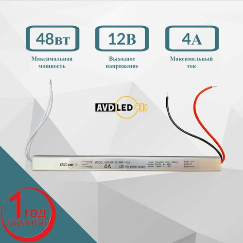 12В I Блок питания для светодиодных лент 12V 48 Вт 590₽