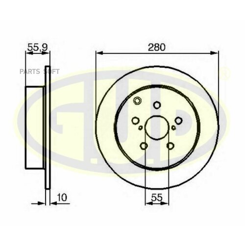 GUD GDB110311 Диск тормозной toy avensis 03- зад не вент 280x10