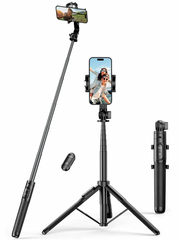 Палка-штатив для селфи UGREEN LP586 (15062) Selfie Stick Tripod with Bluetooth Remote регулируемая по высоте до 1.5 м пульт цвет черный/трипод