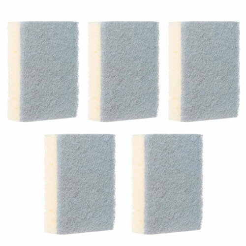 Губка для мытья посуды 10х7 см 5 шт поролонабразив прямоугольная бежево-серая Clean 199₽