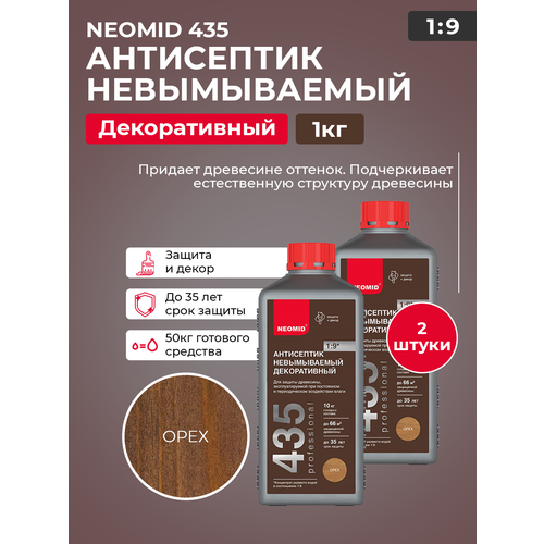 Neomid 435 Антисептик-консервант финишный невымываемый конц. комплект 2 штуки по 1 кг neomid 430 eco конц антисептик консервант невымываемый концентрат комплект 4 штуки по 1кг