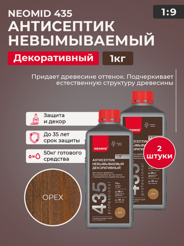 Изображение товара Антисептик-консервант Neomid 435 финишный невымываемый концентрат, комплект 2 штуки по 1 кг