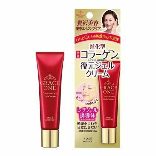 KOSE COSMEPORT Grace One Concentrate Gel Cream Интенсивно восстанавливающий гелевый крем для кожи вокруг глаз и губ, с нежным ароматом прованской розы, туба 30 г