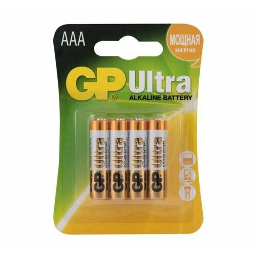 Батарейки алкалиновые GP Ultra Alkaline 24А AАA/LR03 - 4 шт. (цвет не указан) батарейки алкалиновые duracell ultra lr03 bl4 4 шт