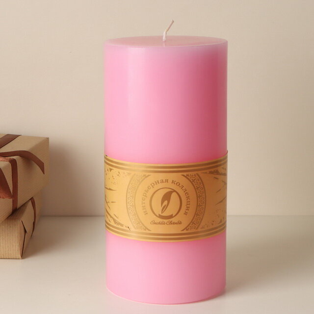 Омский Свечной Декоративная свеча Ливорно 205*100 мм розовая 181628