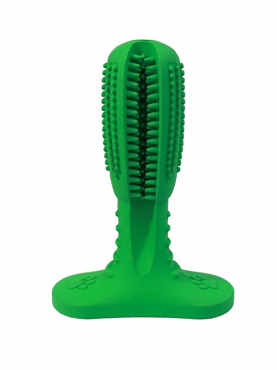 Зубная силиконовая щетка для собак, зеленого цвета