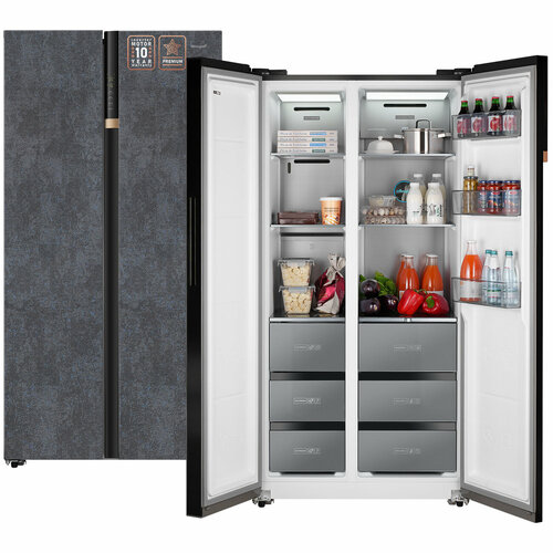 Отдельностоящий холодильник с инвертором Weissgauff Wsbs 590 NoFrost Inverter Premium Rock Glass 12599000₽