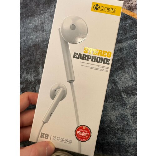 Проводные наушники капельки с микрофоном Cokike K9 116 Дцб 130см 32 Ом разъем 35мм для старых телефонов магнитолы радио MP3-плеера VR-оч 588₽